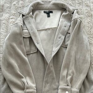 Forever 21 Tan Utility Jacket with Hood and Relaxed Fit